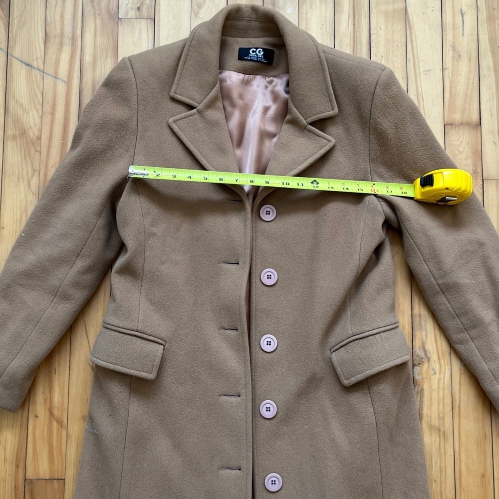 Cecil Gee Camel Tan Wool Blend Long Coat Made in Canada Notched Lapel Mens M - Picture 4 of 8